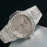 Patek Philippe Super Clone Watch Nautilus 5719 Full Diamonds Baguette 40mm