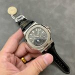Patek Philippe Super Clone Watch Nautilus 5712 Gray Dial Leather Strap PPF 40mm