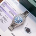 Rolex DateJust 126334 Super Clone Watch Blue Dial Full Diamond Moissanite 41mm