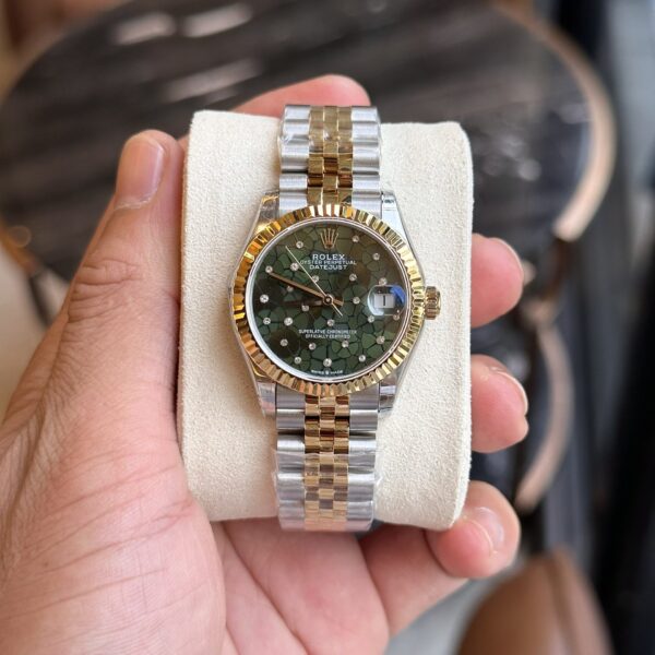Rolex DateJust Replica Watch Demi Gold Green Leaf Dial 31mm