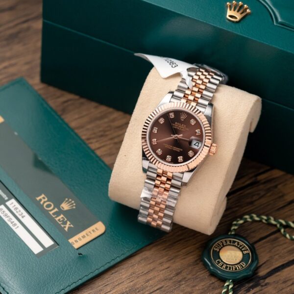 Rolex Best Replica Watch DateJust Gold Wrapped Chocolate Dial 31mm