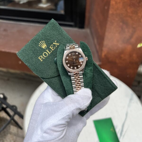 Rolex DateJust Women’s Replica Watch Chocolate Dial Diamond Bezel EW Factory 31mm