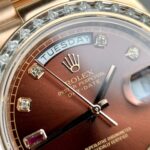 Rolex Day-Date Gold Wrapped Super Clone Watch With Moissanite Ruby Red Diamond 40mm - Image 4