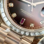 Rolex Day-Date Gold Wrapped Super Clone Watch With Moissanite Ruby Red Diamond 40mm - Image 5