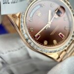 Rolex Day-Date Gold Wrapped Super Clone Watch With Moissanite Ruby Red Diamond 40mm - Image 6