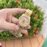 Rolex Day-Date Super Clone Watch Diamond Bezel Champagne Dial 40mm - Image 4