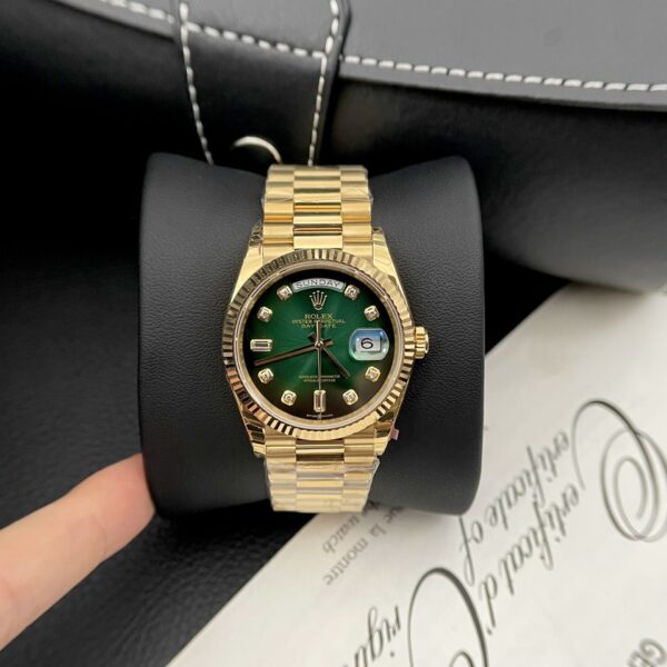 Rolex Day-Date Green Dial Gold Plated Best Replica Watch EW Factory 36mm
