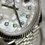 Rolex Super Clone Watch DateJust Dial Mother Of Pearl Moissanite Diamonds 41mm - Image 4