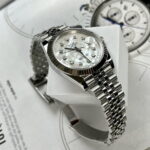 Rolex Super Clone Watch DateJust Dial Mother Of Pearl Moissanite Diamonds 41mm - Image 3