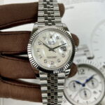 Rolex Super Clone Watch DateJust Dial Mother Of Pearl Moissanite Diamonds 41mm