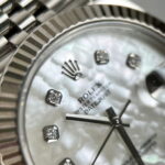 Rolex Super Clone Watch DateJust Dial Mother Of Pearl Moissanite Diamonds 41mm - Image 5