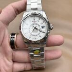 Rolex Super Clone Watch Sky Dweller 326934 White Dial Metal Wire 42mm