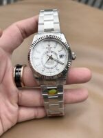 Rolex Super Clone Watch Sky Dweller 326934 White Dial Metal Wire 42mm