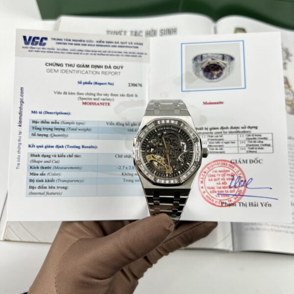 Audemars Piguet Royal Oak 15412BC Skeleton Moissanite Replica Watch 41mm