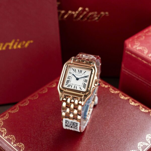 Cartier Panthere W2PN0007 White Dial Fake Watch Rose Gold 27x37mm
