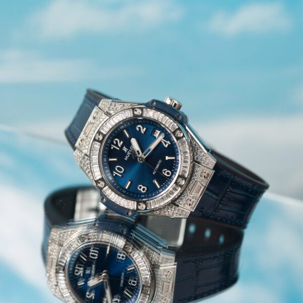Hublot Replica 11 Watch Big Bang One Click Blue With Full Diamond 39mm