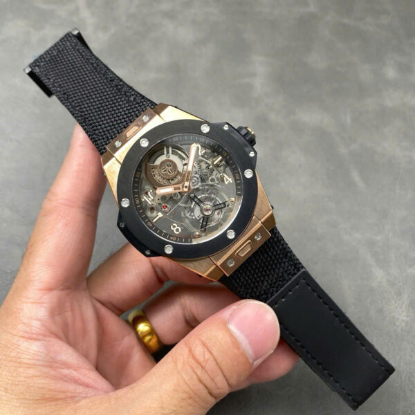 Hublot Big Bang Tourbillon Skeleton Dial Best Replica Watches Fabric Strap 45mm