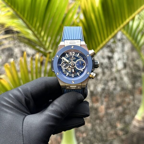 Hublot Replica Watch Big Bang Unico Titanium Blue Dial Rubber Strap 44mm