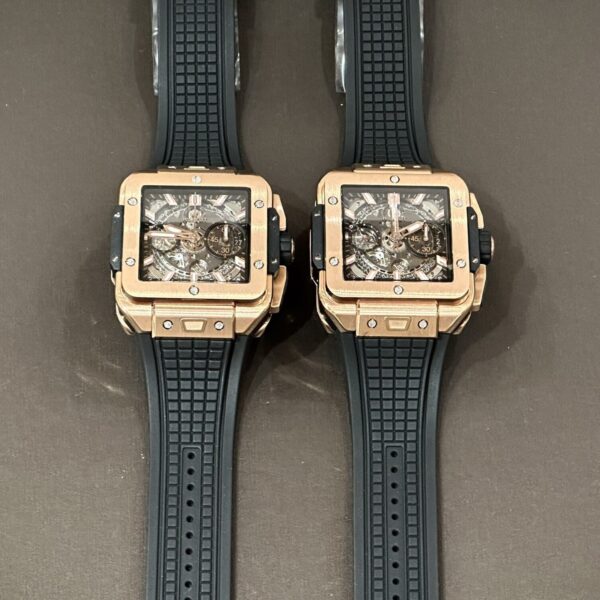 Hublot Big Bang Square Replica Watch Rose Gold Rubber Strap BBF 42mm