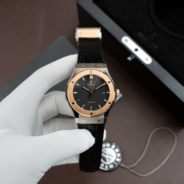 Hublot Classic Fusion Titanium King Gold Copies Watches Movement SW300 Crocodile Leather Strap 42mm