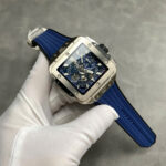 Hublo Square Bang Unico Titanium Super Clone Watches Blue Rubber Strap BBF Factory 42mm