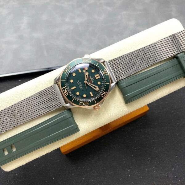 Omega Seamaster Driver 300 Replica Watch Green Dial Demi Bezel Full Set VS Factory 42mm