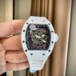 Richard Mille Super Clone Watch RM055 White Ceramic Rubber Strap ZF Factory 45mm