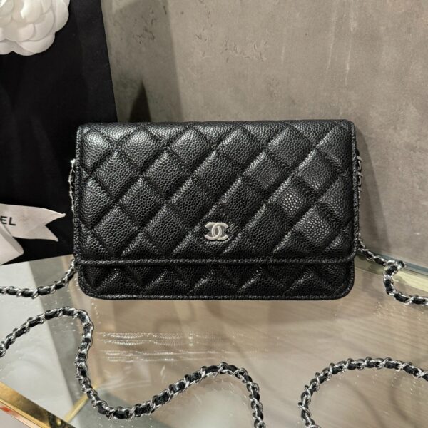 Chanel Caviar Tiny CC Wallet on Chain WOC Silver Lock 19cm Crossbody Bag