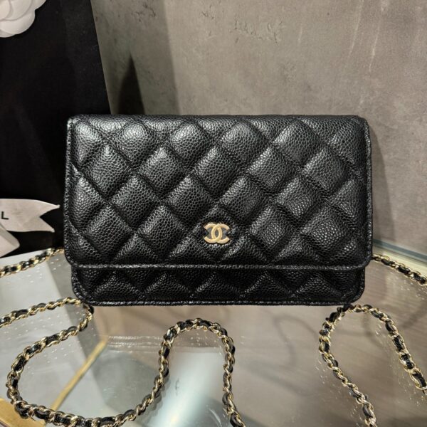 Chanel Caviar Tiny CC Wallet on Chain WOC Gold Plated 19cm Crossbody Bag