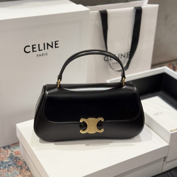 Bag Like Auth Celine Teen Lola Cow Leather Black 22x11x5cm