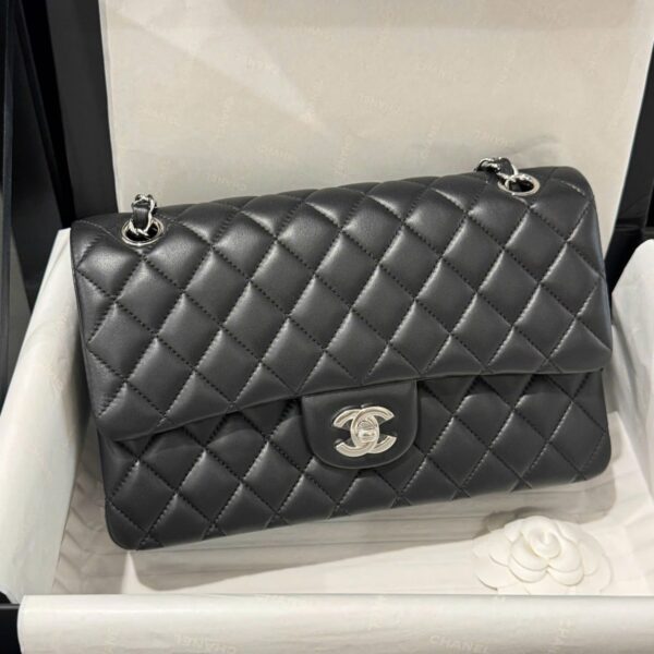 Chanel Classic Like Auth Black Sheepskin Bag 25cm