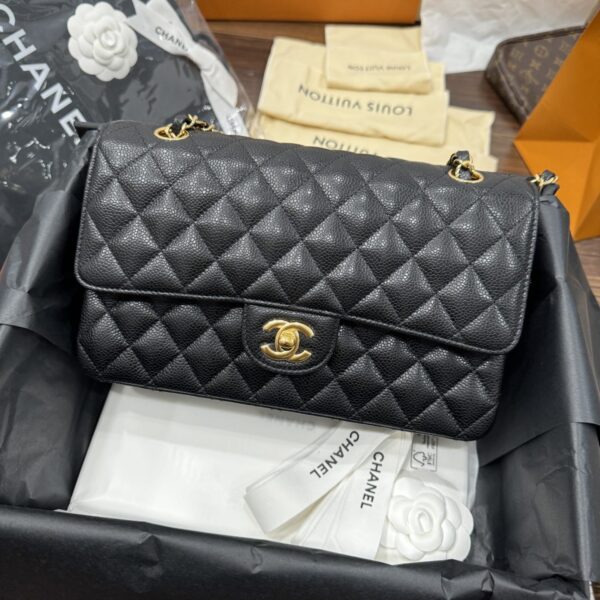 Chanel Classic Like Auth Women's Black Leather Bag 25cm