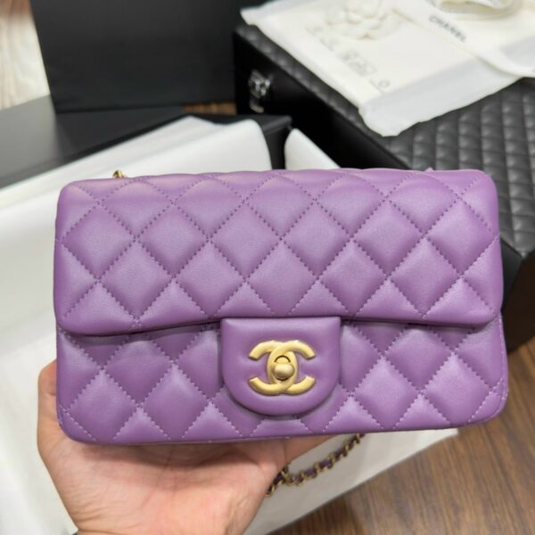 Chanel Classic Quilted Bag Like Auth Purple Women 20cm