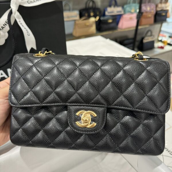 Chanel Classic Replica 11 Black Caviar Gold Lock 23cm Handbag