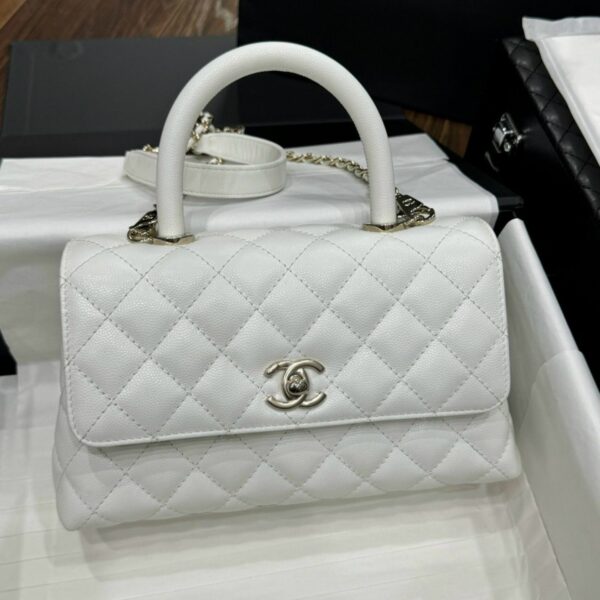 Chanel Coco Replica High-end White Leather Handbag 24x14x10cm