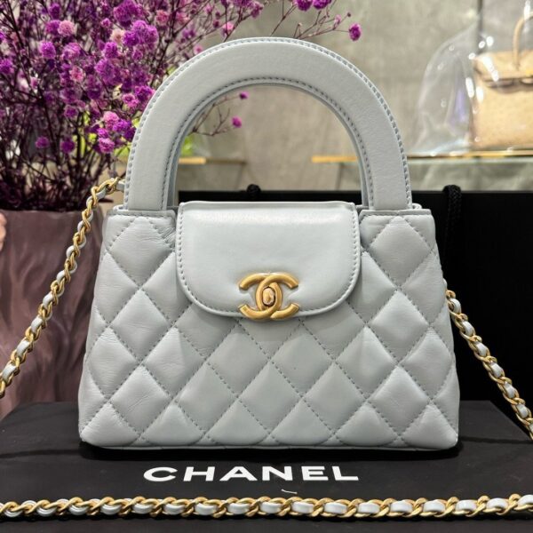 Chanel Kelly Like Auth Women's Gray Smooth Leather Bag 19x13x7cm