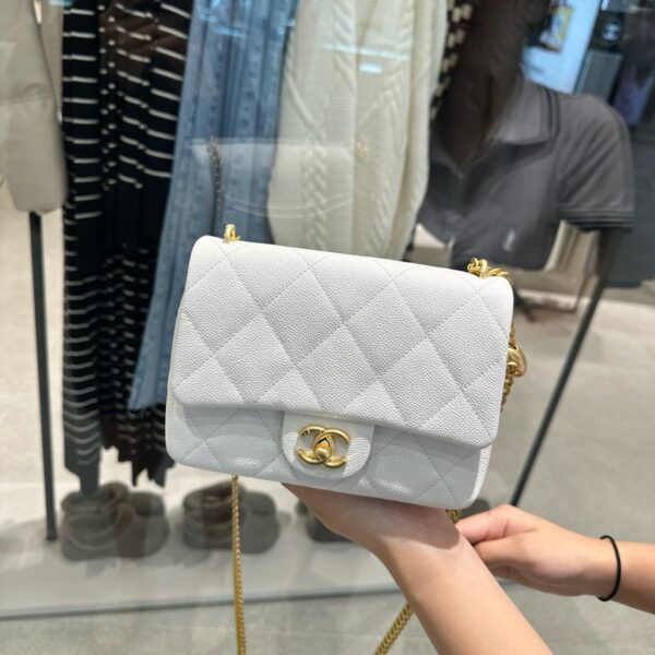 Crossbody Bag Chanel Classic Like Auth Women White Color 20x14x8cm