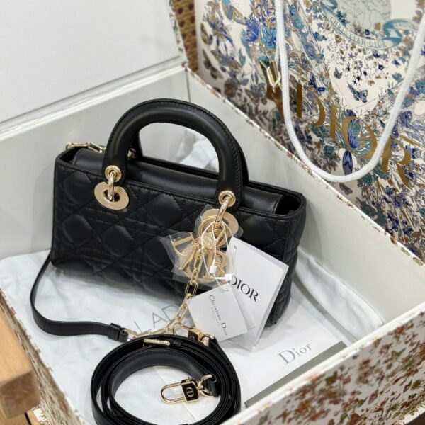 Dior D-Joy Lady Replica 11 Black Women's Bag with Gold Lock 22cm