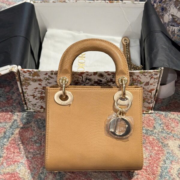 Dior Lady Handbag Crafted from Genuine Brown Lizard Leather 25cm