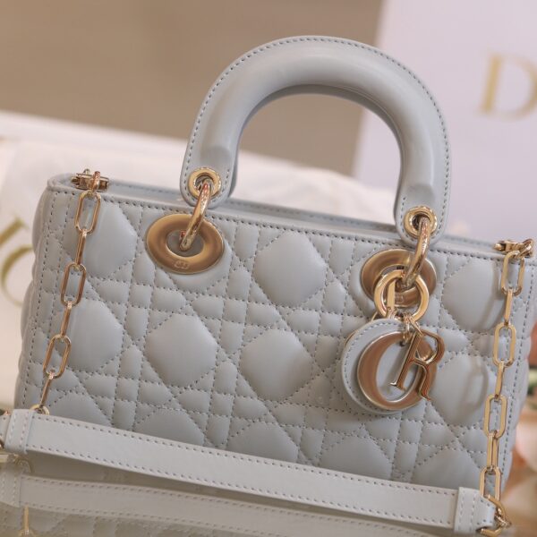 Dior Lady D-Joy Super Premium Gray Women's Handbag 22x13x4cm
