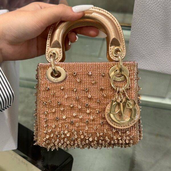 Dior Lady Mini Embellished High-End Stone Pattern Bag 12cm