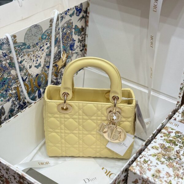 Dior Lady Sheepskin Women's Handbag Yellow Rep 11 High 20cm