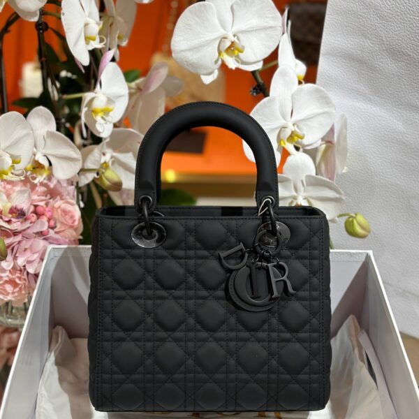 Dior Lady Rep 11 Premium Sheepskin Black 24cm Women's Handbag