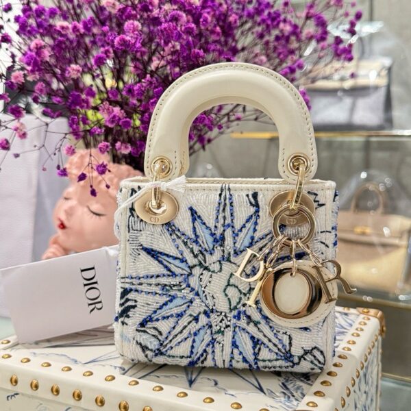 Dior Lady Replica 1:1 Women's Embellished Sequin Pattern Bag 12×10.5x5cm