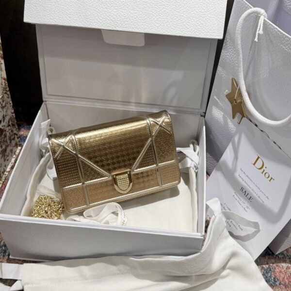 Dior Woc Yellow Super Grade 19cm Shiny Gold Handbag