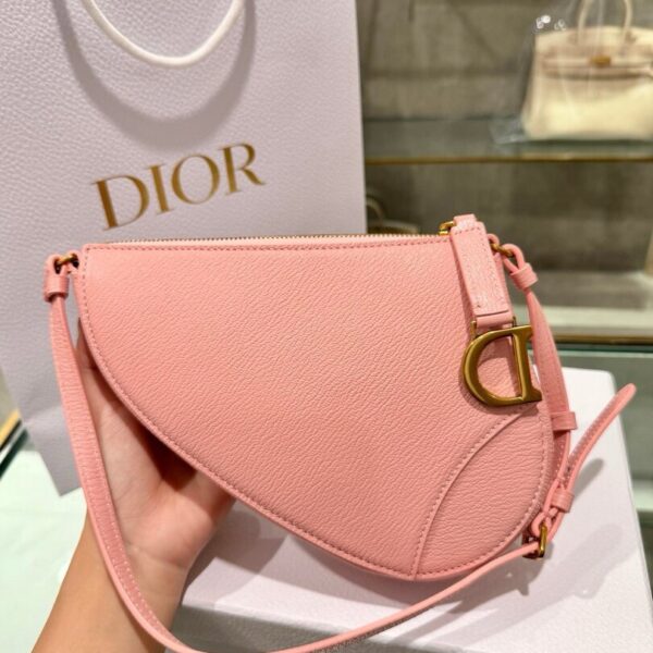 Dior Saddle Women's Genuine Leather Pink Handbag 20x15x4cm