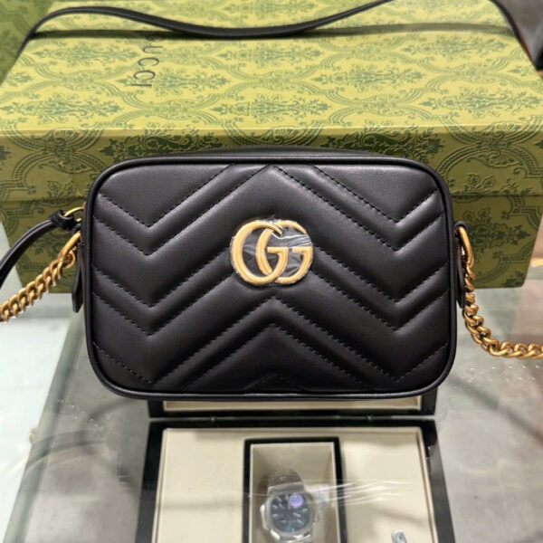 Gucci Marmont Women's Smooth Leather Black 18cm Handbag
