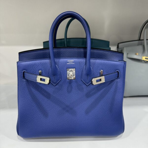 Hermes Birkin Bag PHW Togo Like Auth Women Dark Blue Silver Lock 25cm