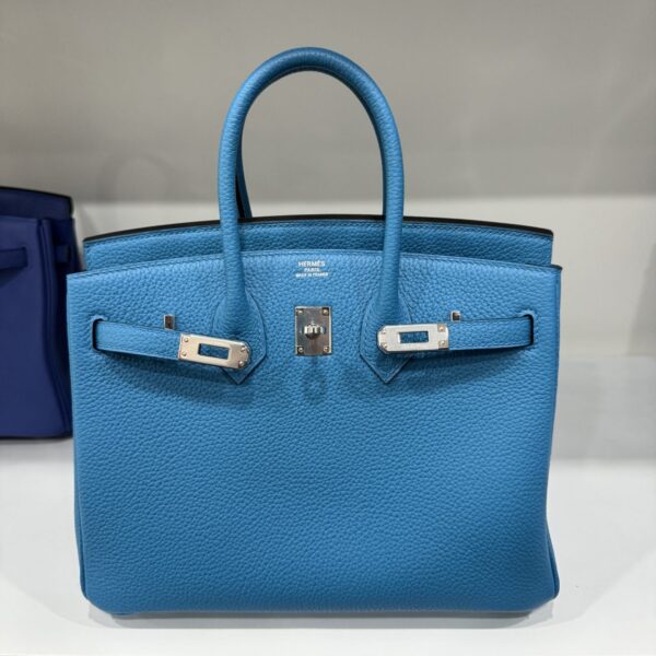 Hermes Birkin Bag PHW Togo Women Blue Like Auth 25cm