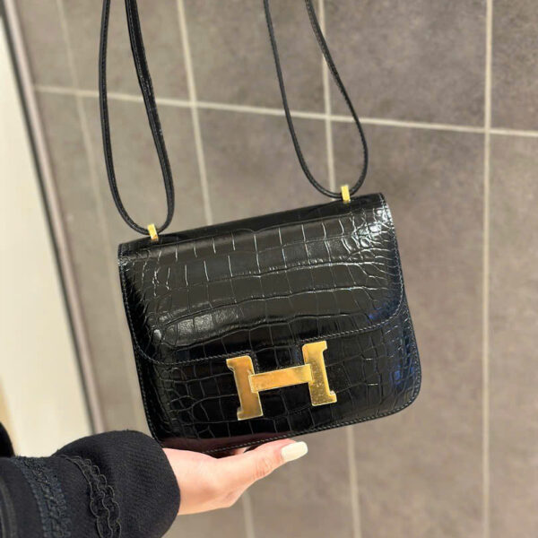 Hermes Constance Like Auth Women's Crocodile Skin Bag Gold Lock 18cm